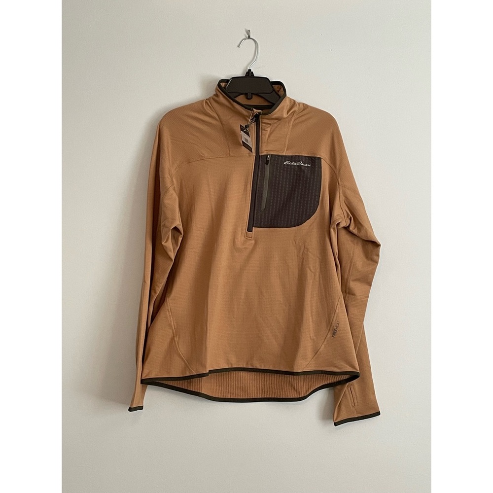 Eddie Bauer tan half zip pullover with freeheat